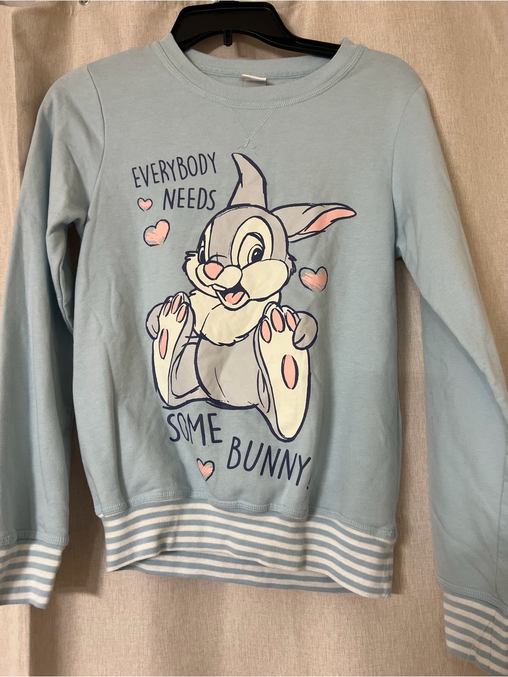 Disney Thumper Sweatshirt XS Teal Everybody Needs Some Bunny Bambi Graphic